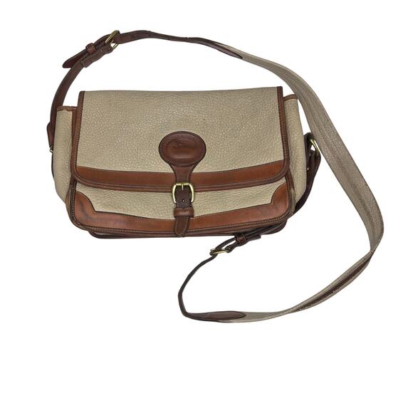 Dooney & Bourke Vintage All Weather Leather Cream Pebbled Flap Crossbody Bag
